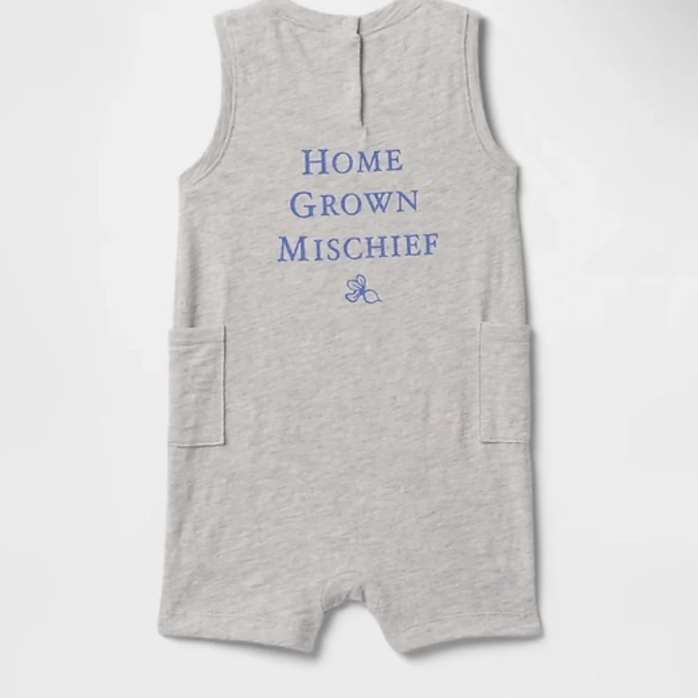 GAP Kids Gray romper Blue Bunny Print rabbit